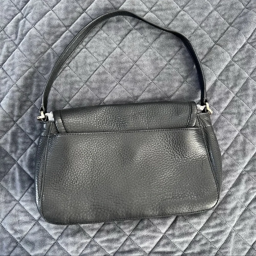 Tory Burch Britten Shoulder Bag Purse Black Leather Flap